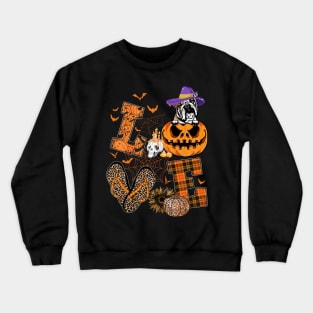 Funny Bulldog Dog Lover Gift Love Bulldog Halloween Pumpkin Crewneck Sweatshirt